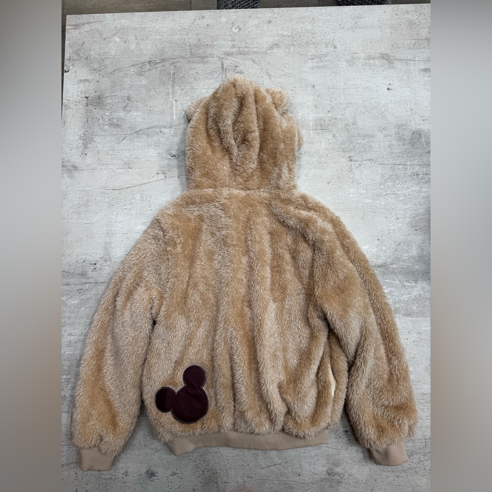 Lola + The Boys Tan Fuzzy Bear Hoodie - Picture 2 of 2